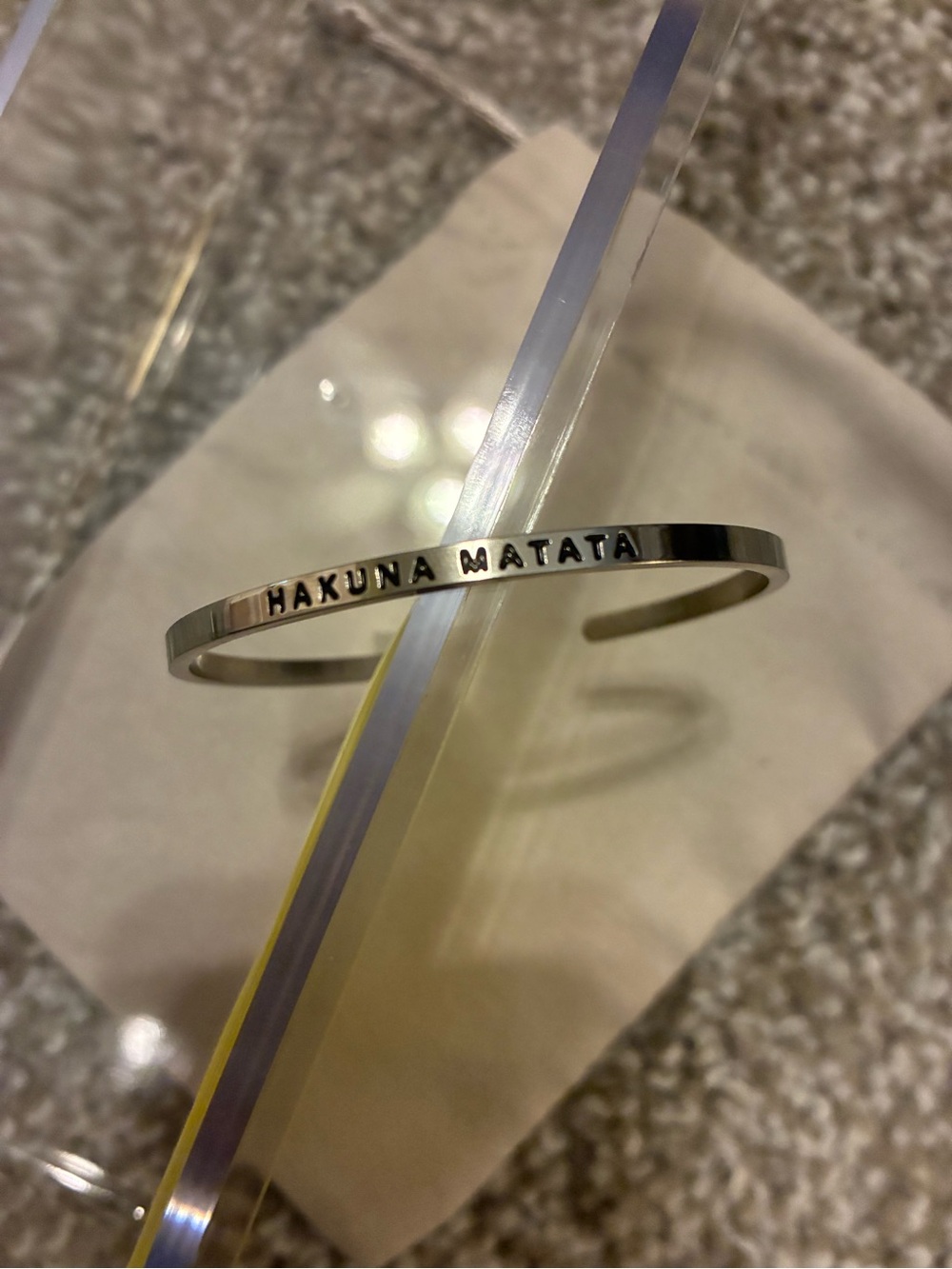 Source Unknown Silver "Hakuna Matata" Cuff Bracelet